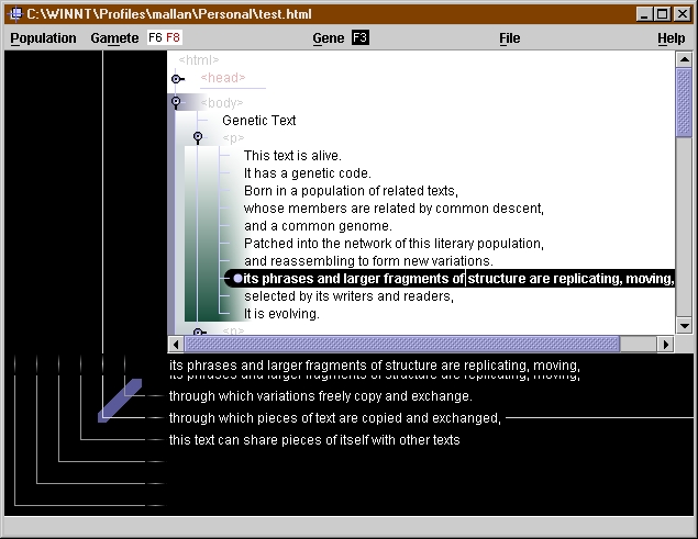 screen shot of software